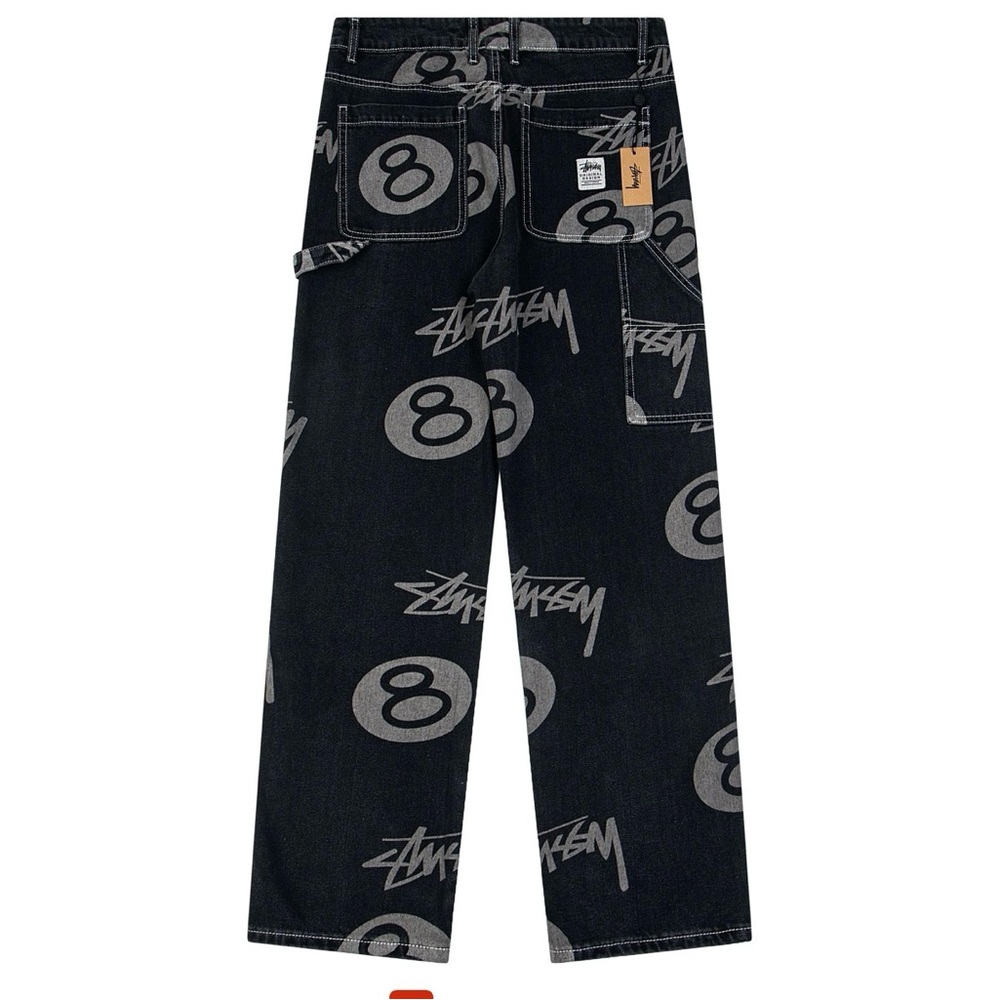 Stussy Black and Gray Logo Chinos
